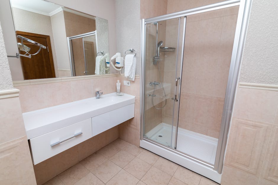 Accessible bathroom shower design with built in bench